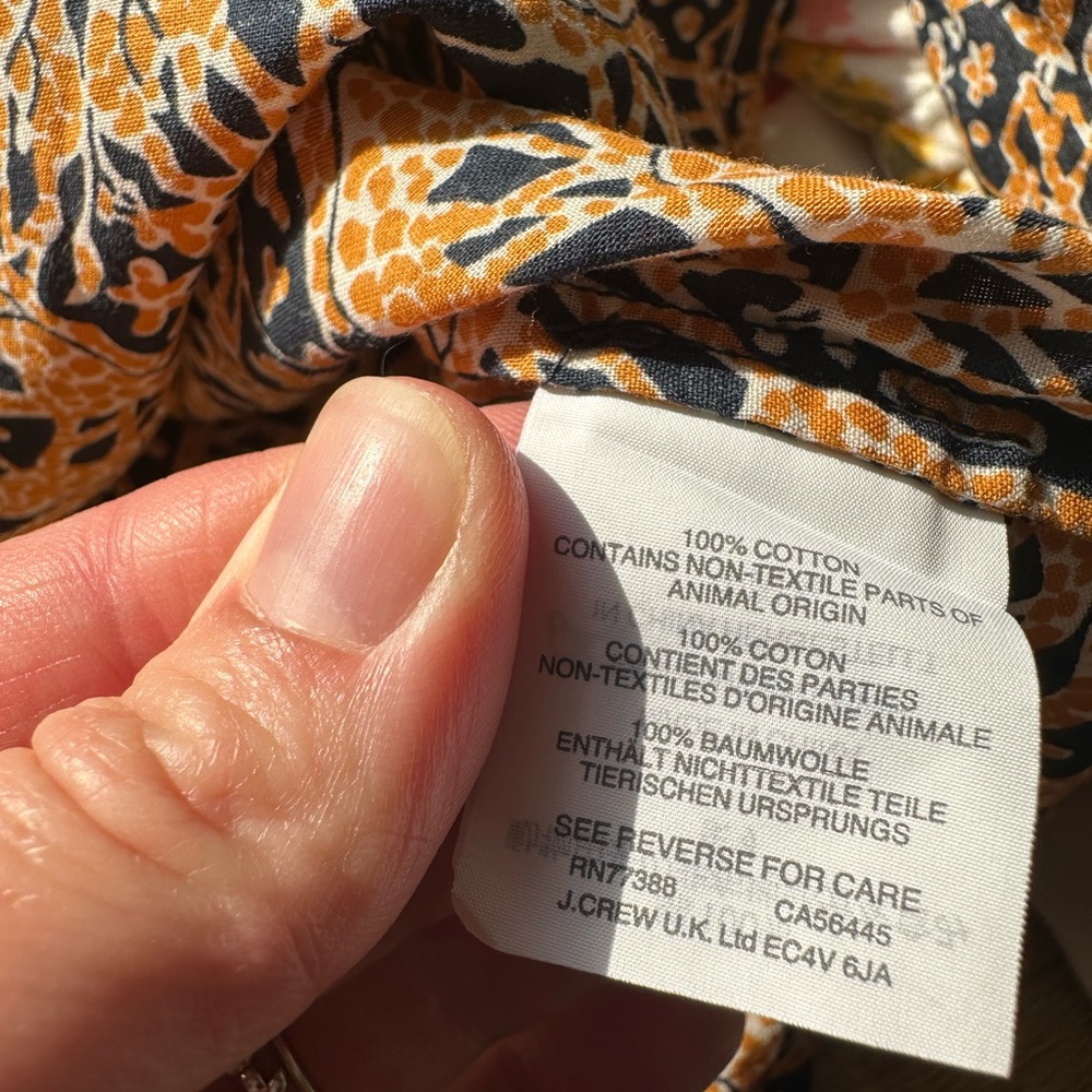 ✨DRAKE’S for J.CREW Giraffe Blouse Bell Sleeves Women’s Size 00✨ - Picture 7 of 9